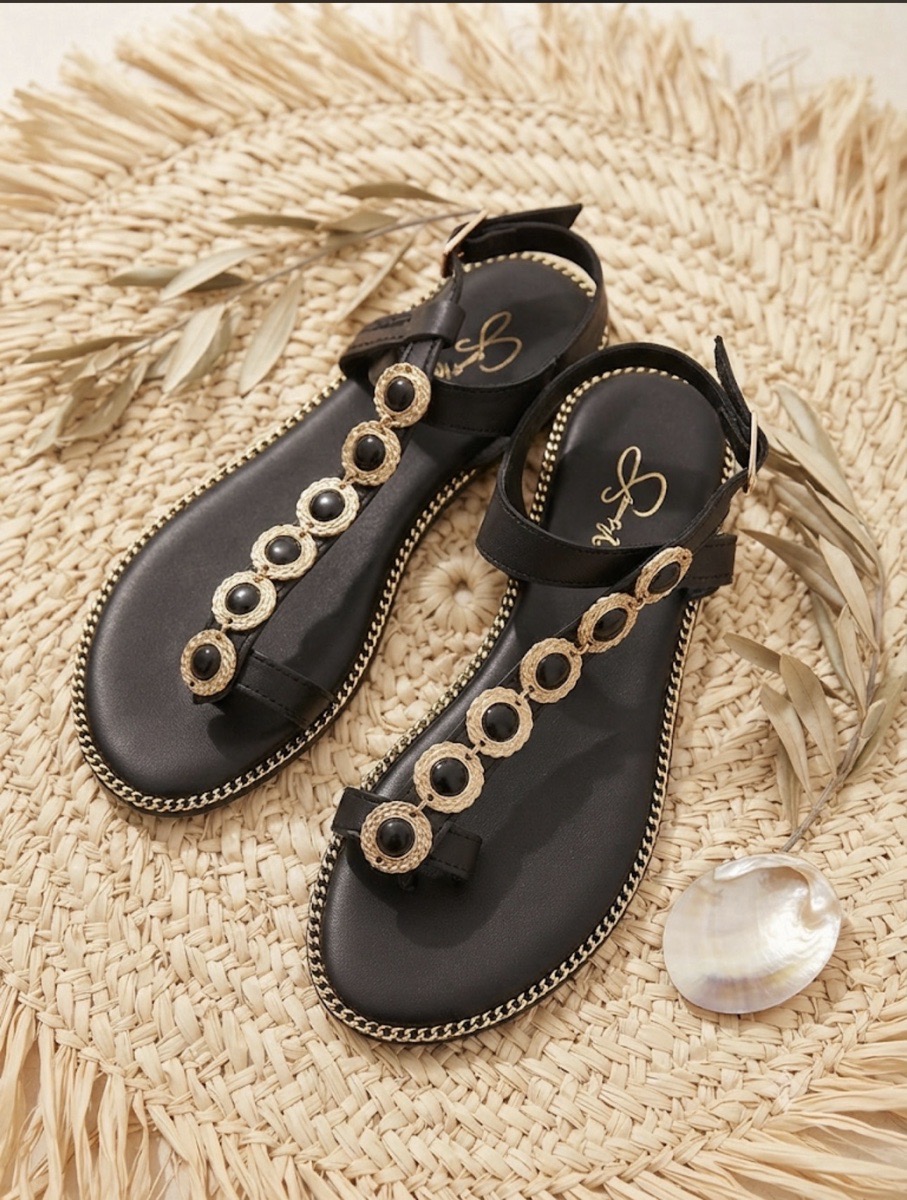 CHANCLAS BRILLO NEGRO