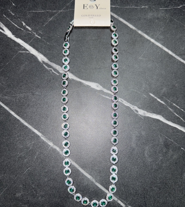 Collar swarovski Plata con piedra verde